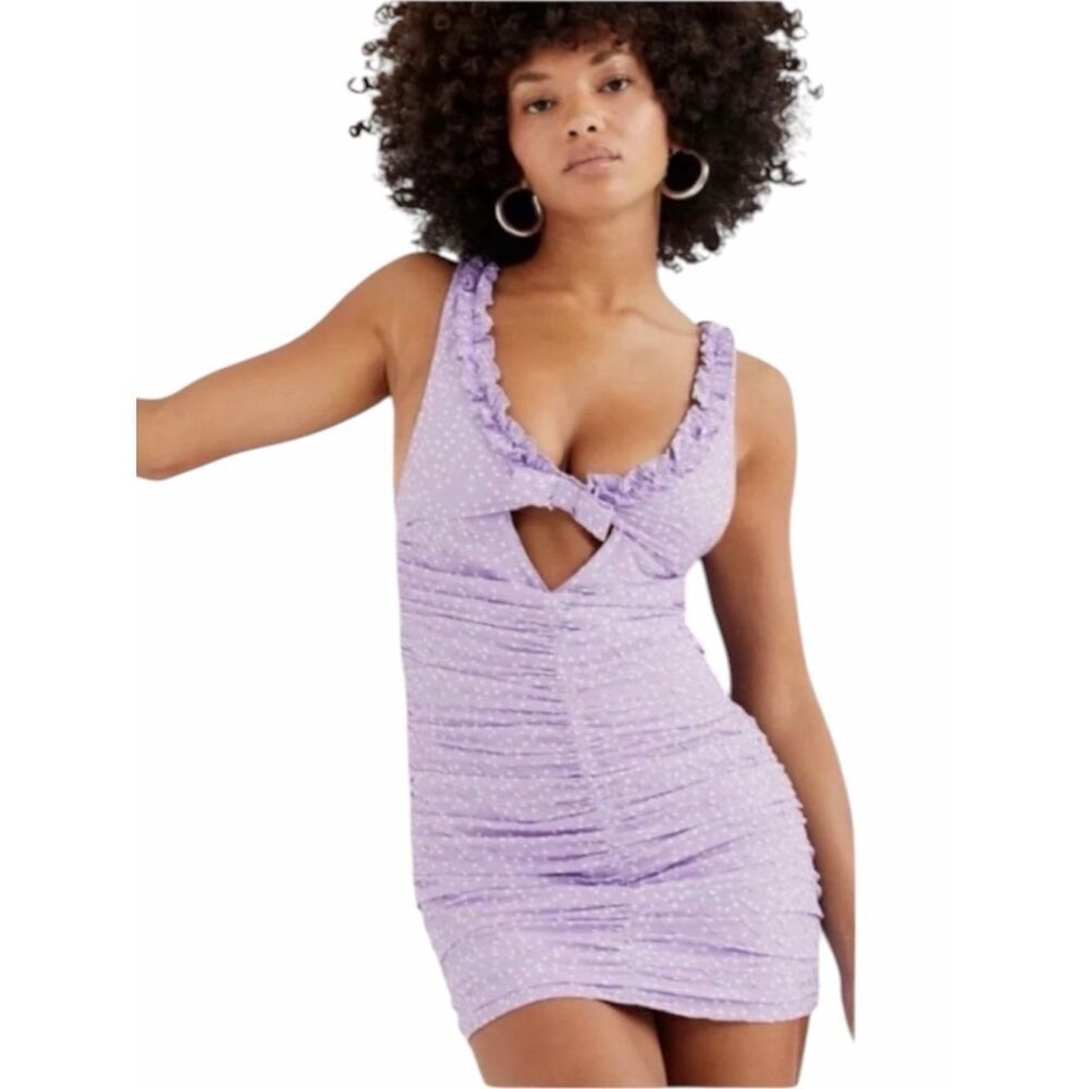 NWT For Love & Lemons Chelsie Mini Dress With All-over Polka Dot Print Large
